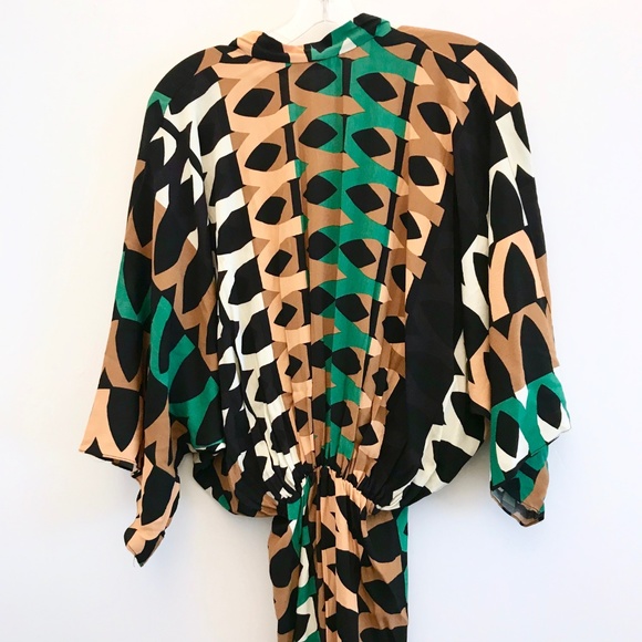 ZARA Printed Draped Kaftan Dress Safari Geo Kimono - Picture 5 of 8